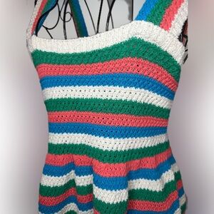 ZARA Multicolor Striped Knit Long Top / Mini Dress – Size M – NWT
